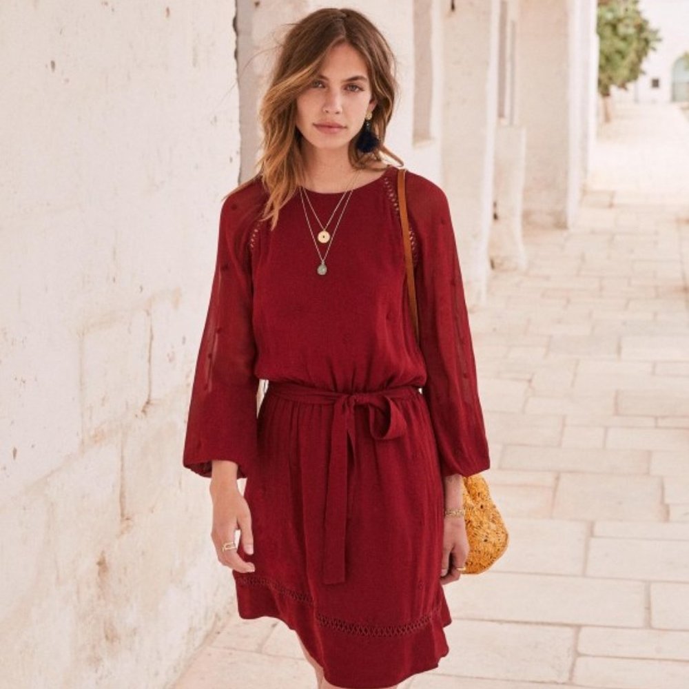 Sezane Aurelia Dress Burgundy Size 38/US 4
